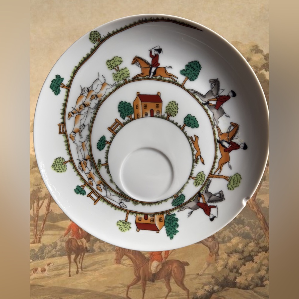 ❤️ Vintage Hunt Scene Saucer Plate Fox Hunt England Style Japan